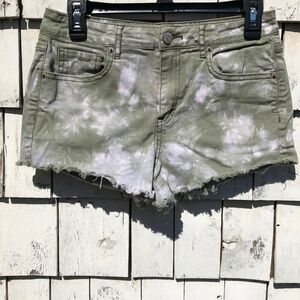 Aeropostale Green Tie Dyed High Waisted Shorts